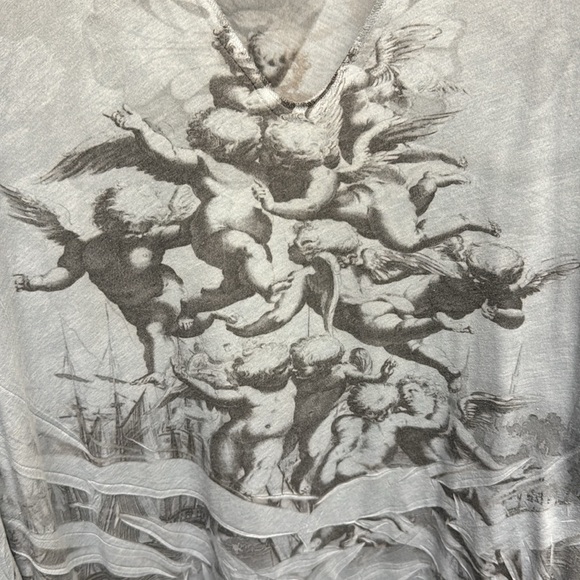 Rare Vintage 2k Ami Sanzuri cherubs crimped print long sleeve T-shirt M - Picture 4 of 6